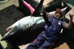Australian longliner with massive mako shark